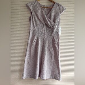 Pendleton Petite Dress Womens Size 8 Pink Gray And White Printed
